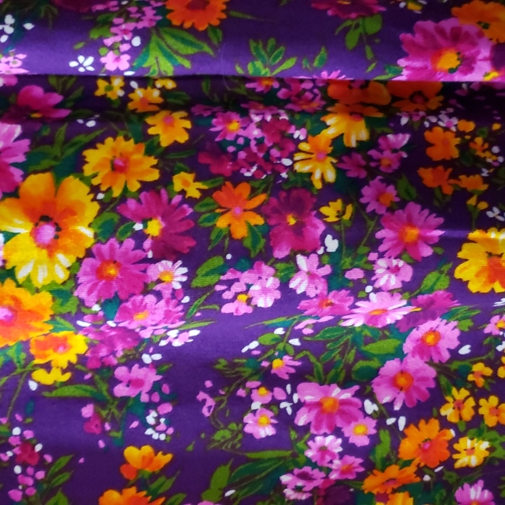 Vintage Floral Maxi Dress. Pink. Purple. Yellow. OOAK. 70s. Flower Power. - Picture 15 of 15
